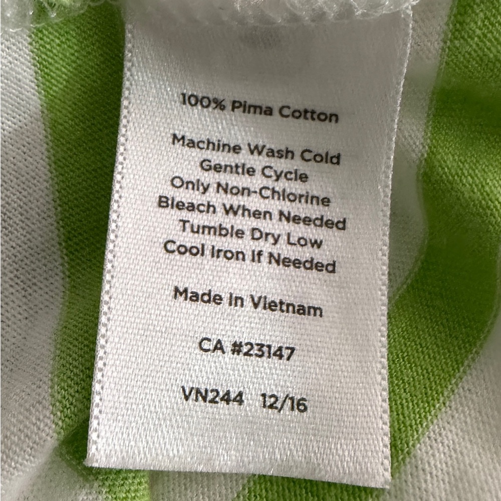 Talbots Green and White Cotton Striped Short Sleeve Tee Size L - Picture 7 of 8